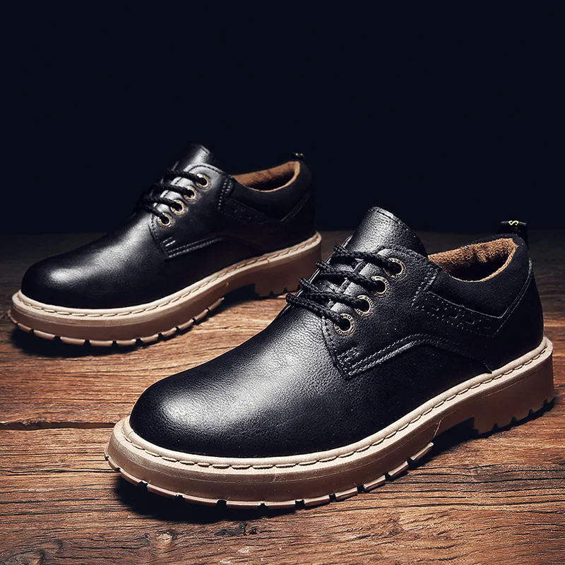 Beli Imaxanna Pria Kasual Musim Semi Kulit Sepatu Pria Martins Kulit Sepatu Tinggi Atas Sepatu Keselamatan Kerja Sepatu Renda Up Pergelangan Kaki Musim Dingin Nyaman