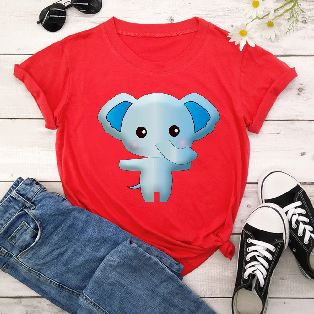 

Женская футболка со слоном, повседневные топы с коротким рукавом для девочек в Корейском стиле TX9070