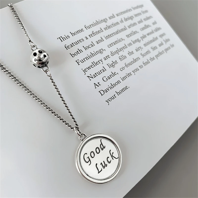 Корейский Японский стиль буквы удачи ТВ шоу кубинская Подвеска Ожерелье круглая