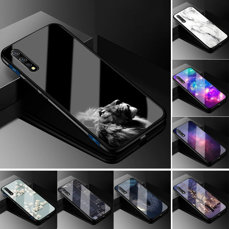 Чехол для Vivo V17 Neo стеклянный чехол телефона из поликарбоната черный бампер ТПУ V 17