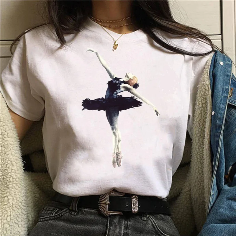 

Maycaur Fashion Ballet Dance Girl Print T-shirt Vogue Female Tshirts Vintage Graphic T Shirt Women 90s Ulzzang Cute Kawaii Tops