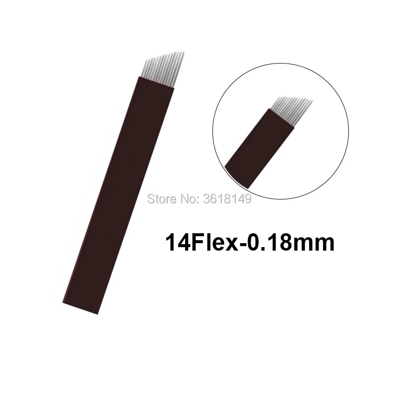 14flex 50 шт. Lamina Tebori U 18 микроблейдинг Pin 0,18 мм иглы для татуажа 12 14 12U 16 Перманентный макияж бровей вышивка лезвия ручка - Габаритные размеры: 14flex