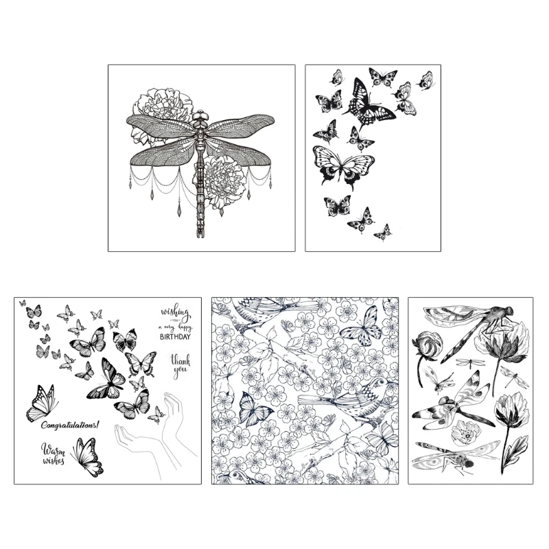 

Dragonfly/Butterfly Clear Stamps Embossing Mould Stamps, DIY Printing Silicone Mould for Card Making and Scrapbooking