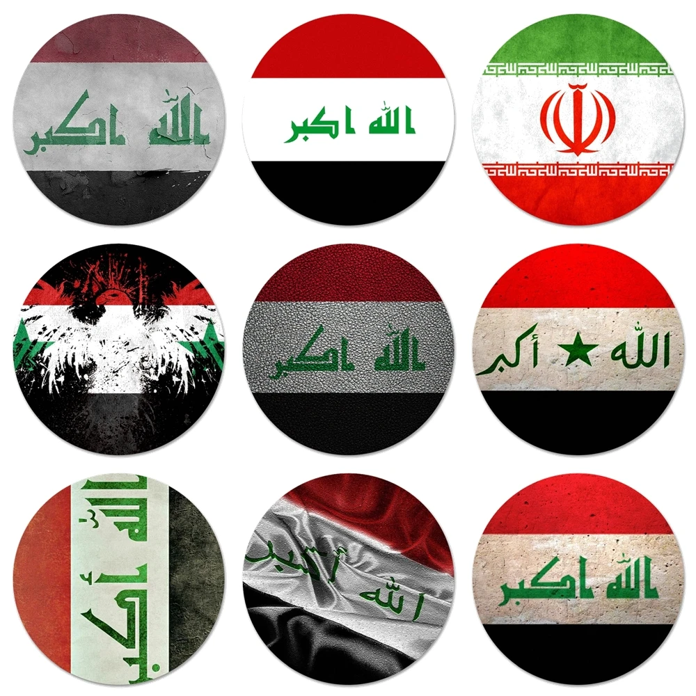 

Значок с изображением флага Ирака, значки, металлические значки для украшения одежды и рюкзака, 58 мм