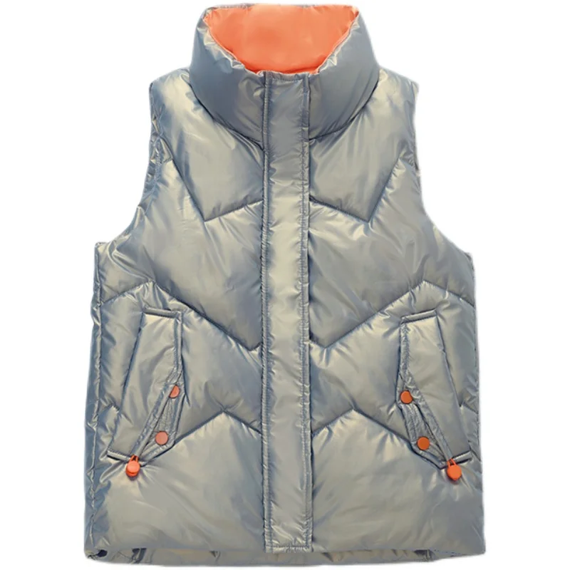 

Casual Short Cotton-padded Jacket Waistcoat Women 2022 Autumn Winter Coats Slim Fashion Stand Collar Vest Cotton Jackets e192