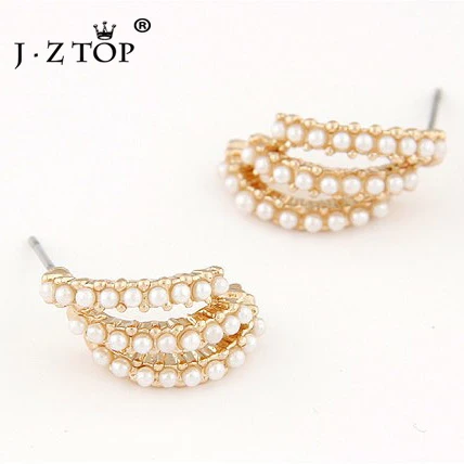 Женские изысканные серьги гвоздики JZTOP с имитацией жемчуга металлические