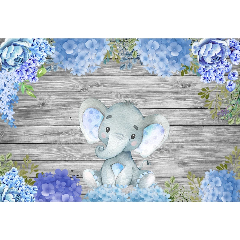 InMemory Серый Слон детский душ фоны дерево синие фиолетовые цветы дети 1-й День