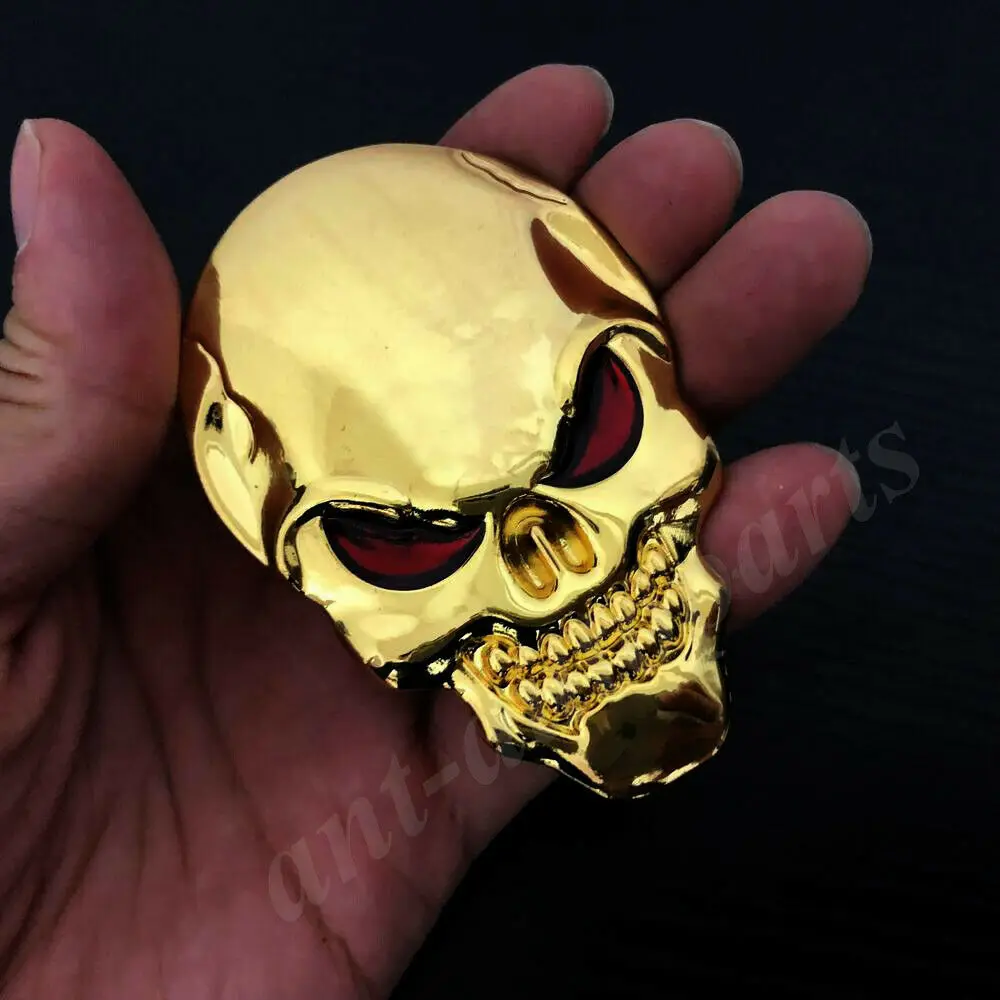 3D Большой Золотой металлический череп скелет зло кость автомобиль эмблема