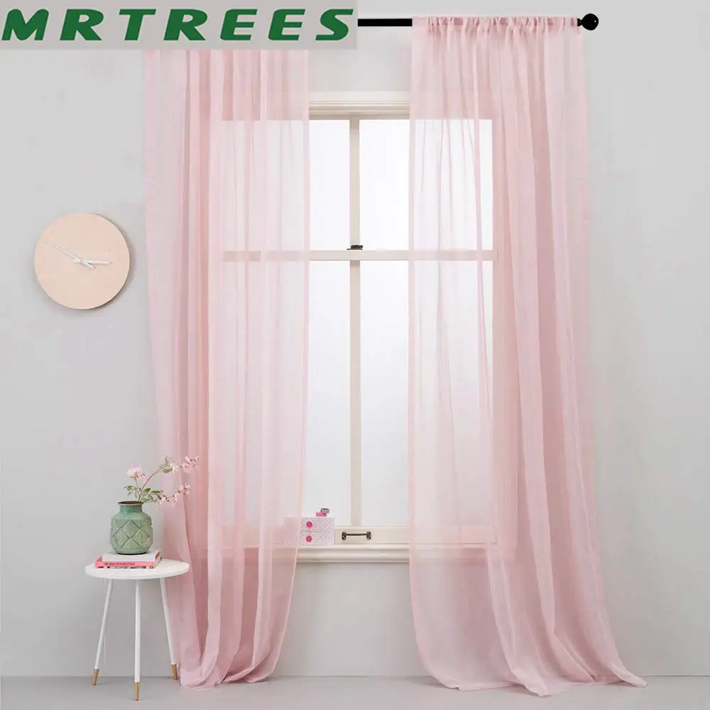 Однотонные прозрачные Занавески MRTREES для гостиной спальни современные тюлевые