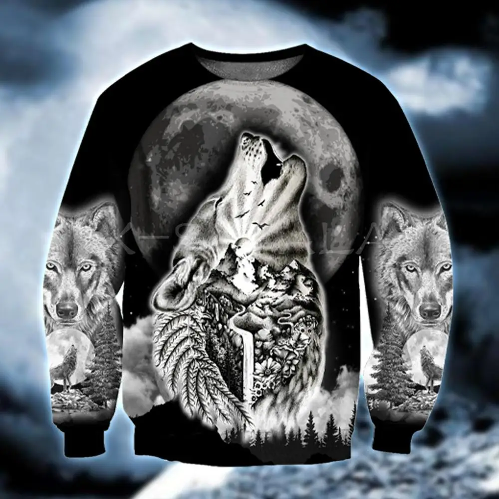 

Wolf Spirit Tattoo Style 3D Print Hoodie Man Women Harajuku Outwear Zipper Pullover Sweatshirt Casual Unisex Jacket Style-2