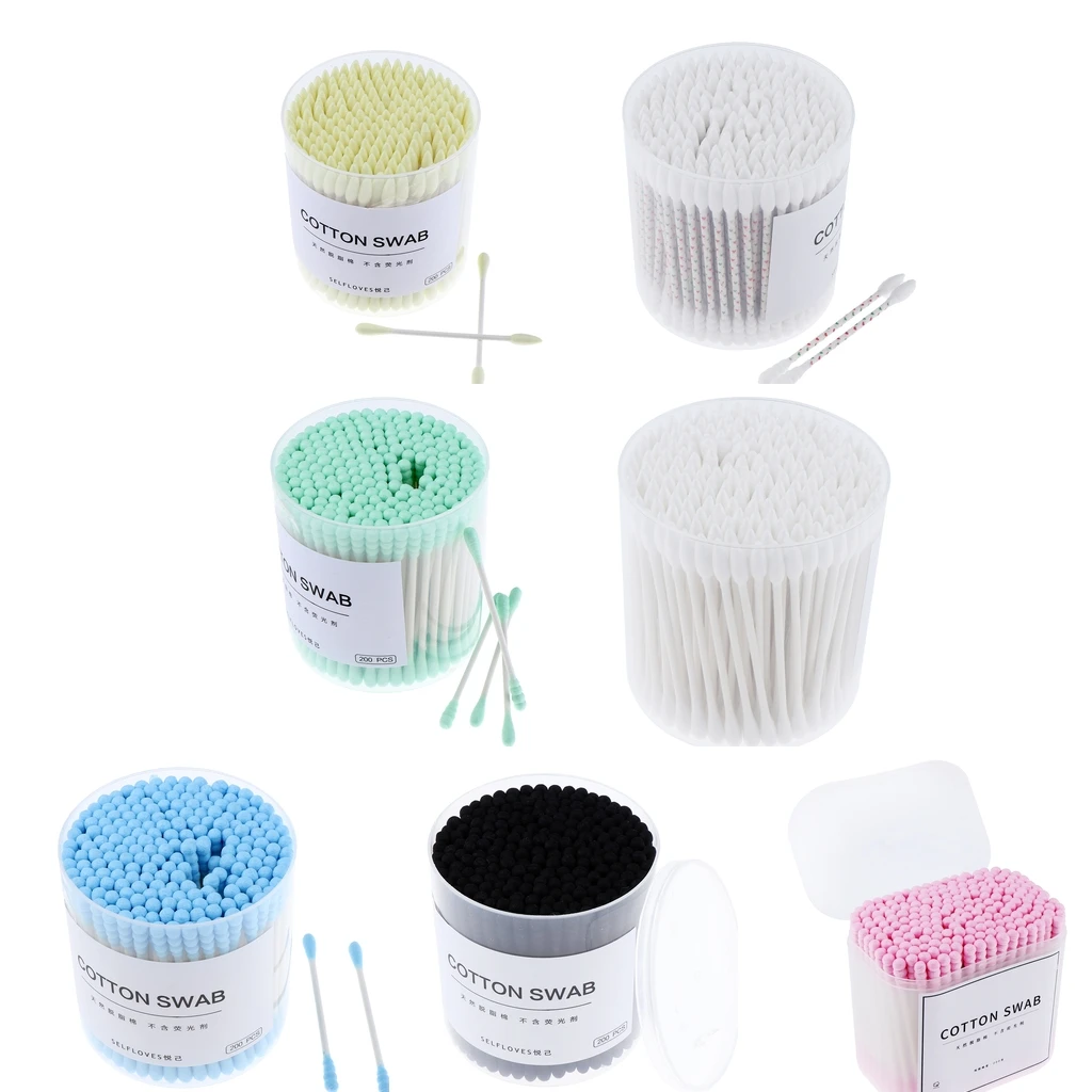 

200PCS Dual Head Cotton Buds Swab Tip Sticks Wooden Makeup Applicator Wands