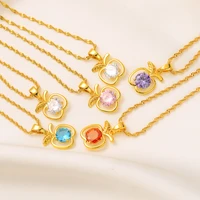 bangrui multicolour zircon stone gold color necklace elegant cute apple pendant for women africa arab party gifts