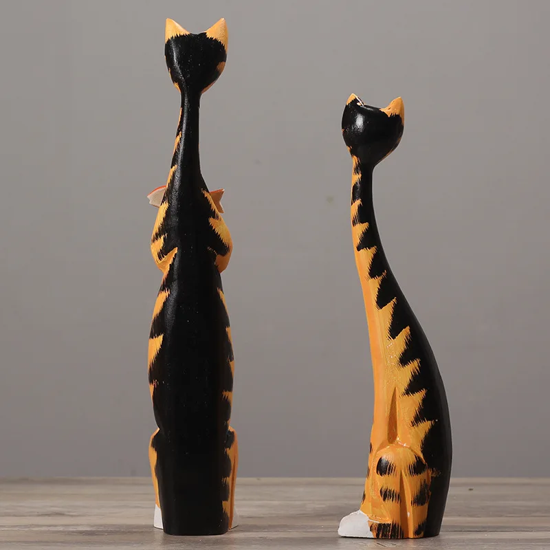 2 шт. креативные скандинавские деревянные модели кошек украшения для дома резьба