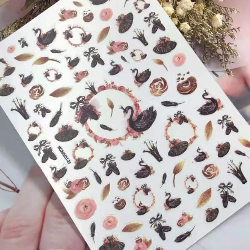 

Newest WG0531-313D design nail art sticker decal stamping back gule DIY nail decoration tools
