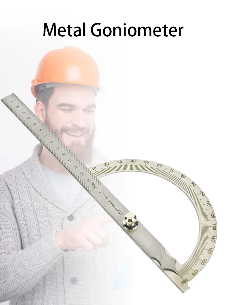 

180 Degree Metal Goniometer Goniometer Angle Measuring Ruler 150 Mm Adjustable Multifunction Mathematics Measuring Tool
