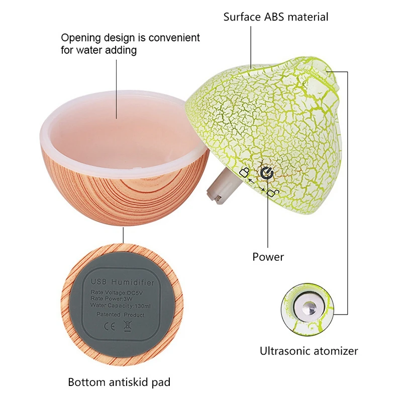 130 мл ультразвуковой диффузор эфирных масел цветы USB увлажнитель воздуха для дома