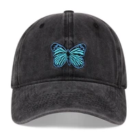 2021hot butterfly embroidery baseball cap for men adjustable denim dad hat unisex travel cap