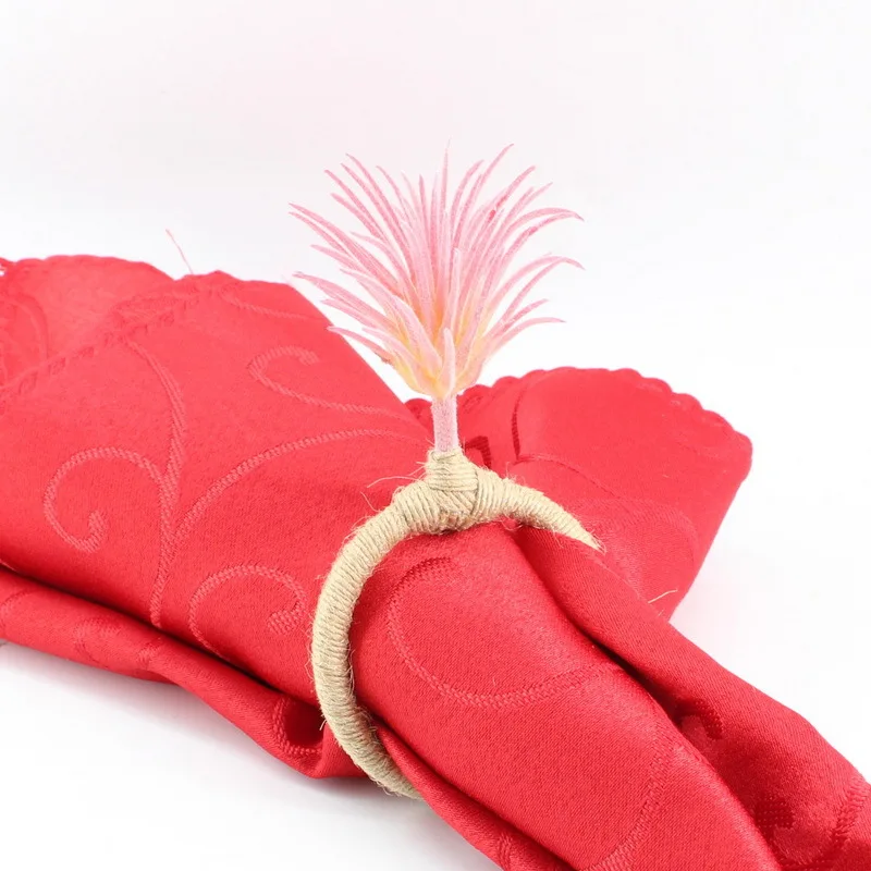 Free Shipping 6pcs/set Rustic Style Artisan Crafted Handmade Simulation Succulent Napkin Rings for Dinner Table Decoration |