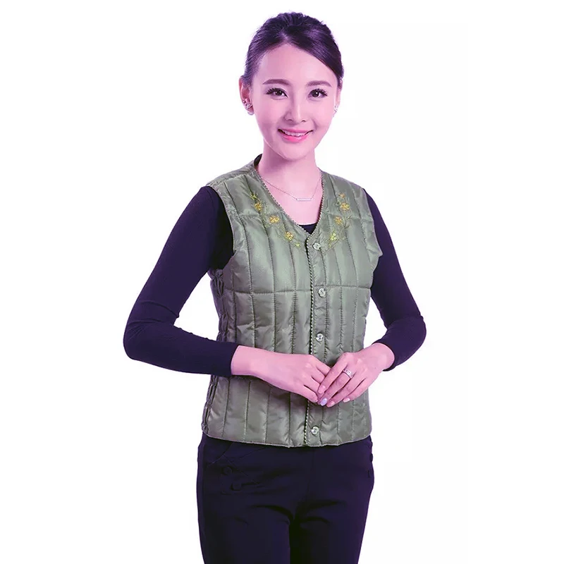 Женский хлопковый жилет среднего возраста осенне зимний Свободный теплый