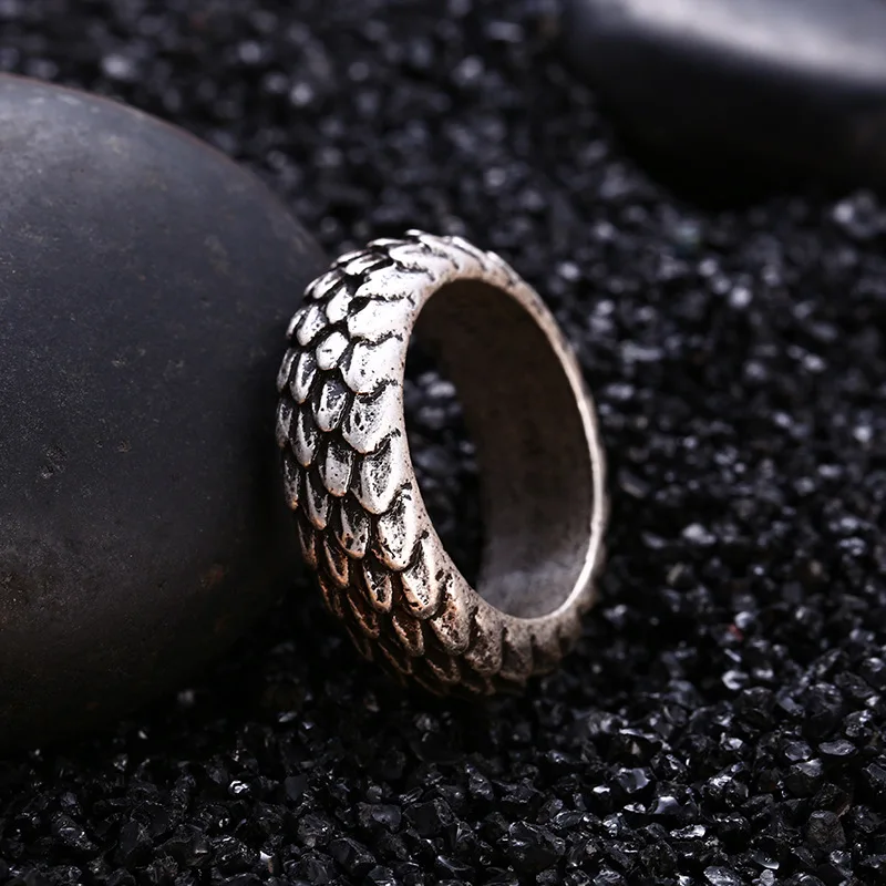 

New Viking Odin Crow Ring Domineering Dragon Scale Men's Jewelry One Drop Delivery