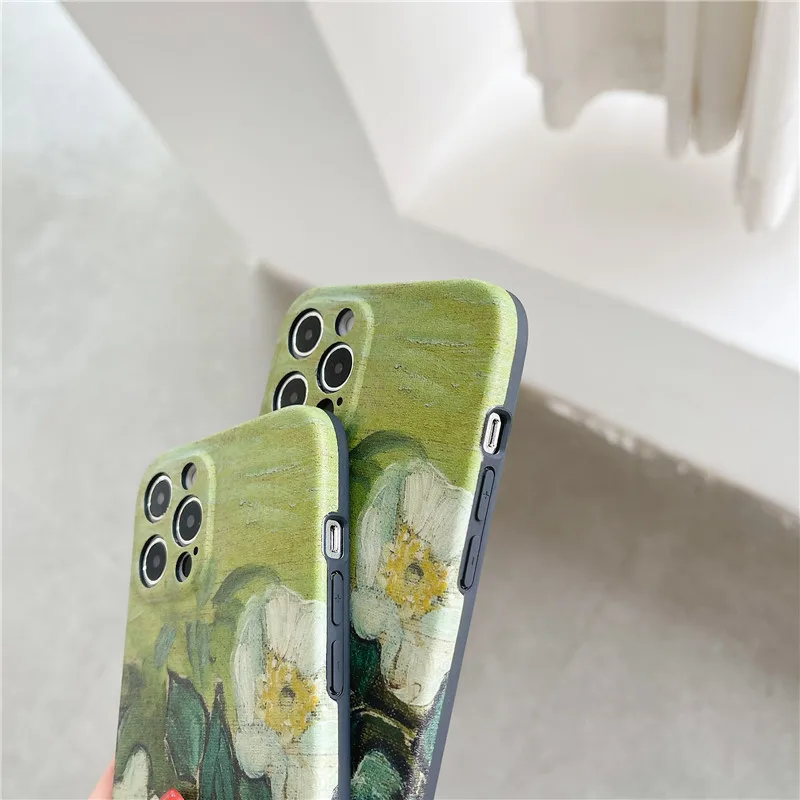 

Van Gogh Oil painting flowers Phone Case For iPhone 12 11 Pro Max Xr Xs Max X 7 8 Puls Cases Matte Soft IMD Silicone Back Cover