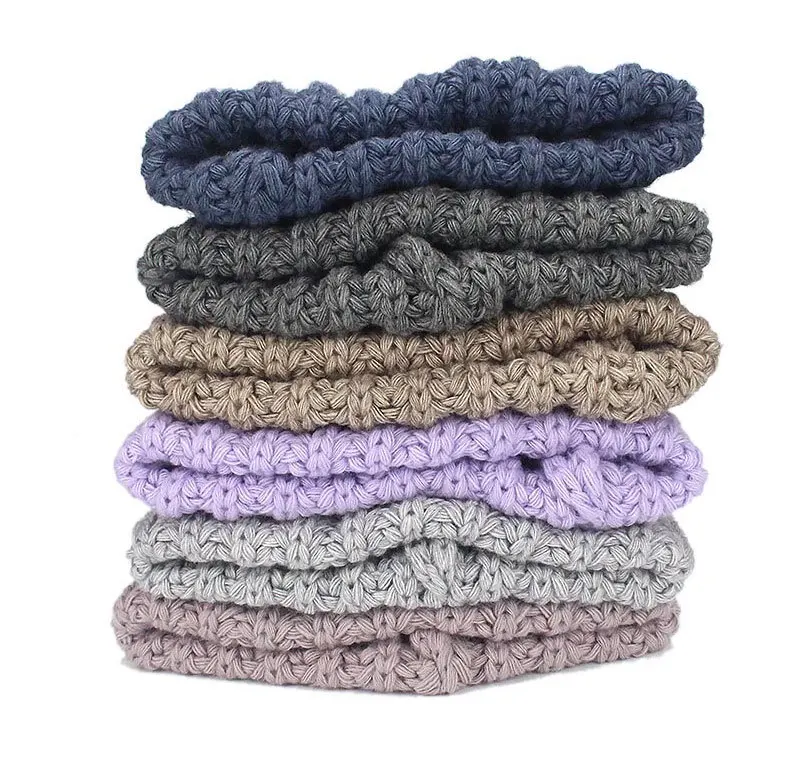 Leisure Fashion The New Hat For Women's Autumn Winter Hats Increase Big Beanie Knit Wool Set Head Hat Acrylic Thick Line Caps