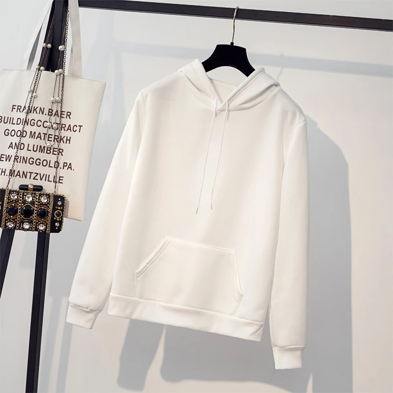 Женские толстовки осень 2020 Повседневная однотонная толстовка с капюшоном и