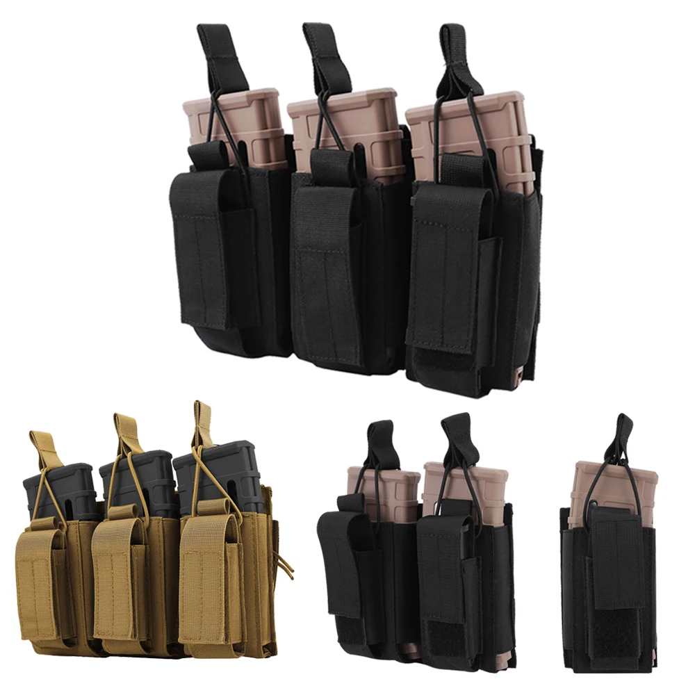 Tactics MOLLE Magazine Pouch Double Rifle &Pistol Bag Holster Ammo Bag Vest Kit 