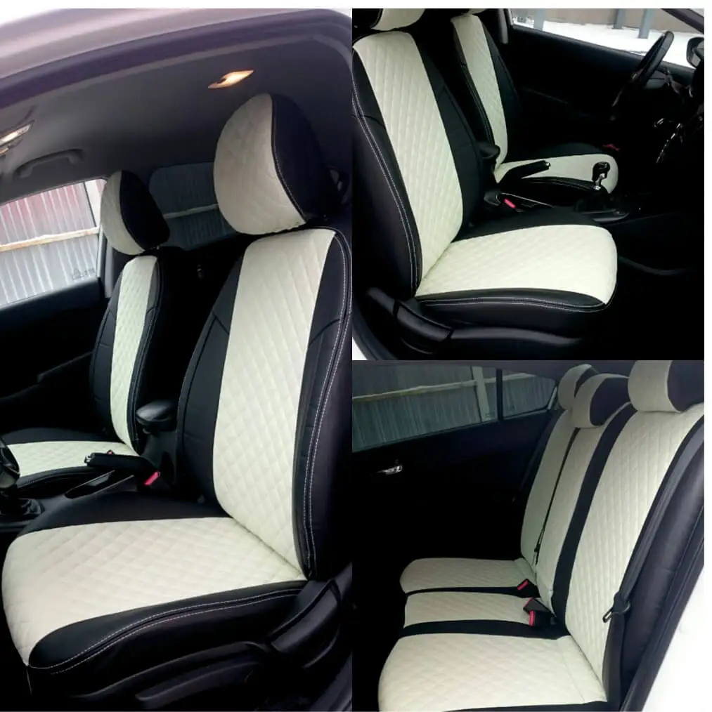 АВТОЧЕХЛЫ АВТОПИЛОТ ДЛЯ CHEVROLET AVEO II СЕДАН-ХЭТЧБЕК (2012+) Экокожа ромб Белый + - купить