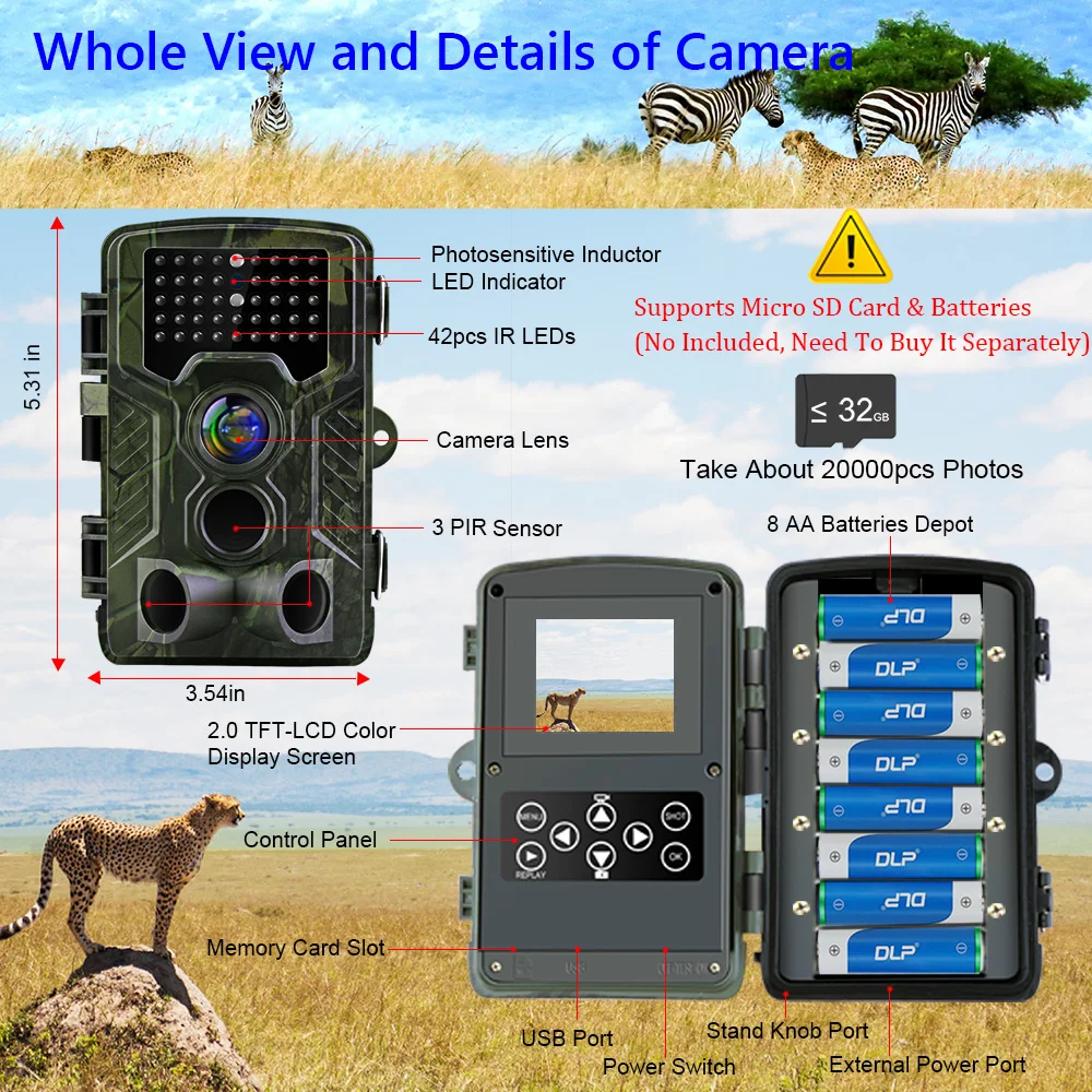 HC-800A охотничья камера 42 IR LEDs инфракрасная ночного видения Trail скаутская IP65