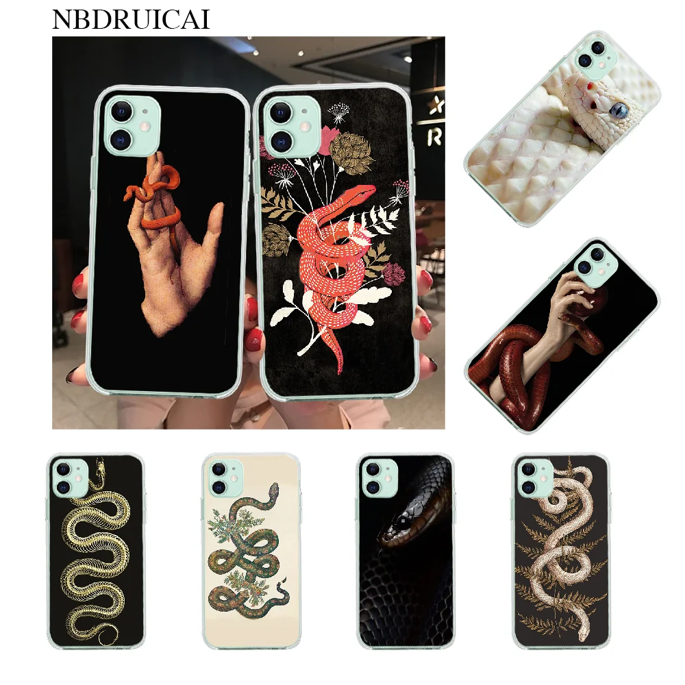 NBDRUICAI мягкий чехол для телефона с изображением змеи и цветов ручной работы iPhone 11
