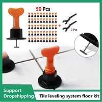 dropship 50pcs flat ceramic floor wall construction tools reusable tile leveling system kittile leveling system kit for tile