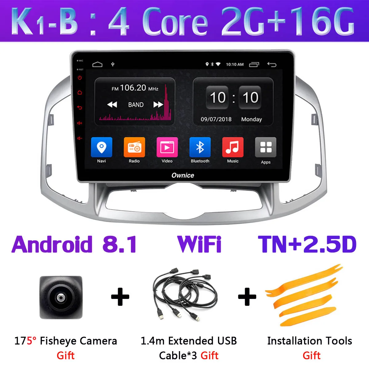 K1-B 360 ° панорамный 4G SIM Android 9,0 4G+ 64G gps компактное минирадио CarPlay автомобильный мультимедийный плеер gps радио для Chevrolet Captiva 2011 - Цвет: K1-B