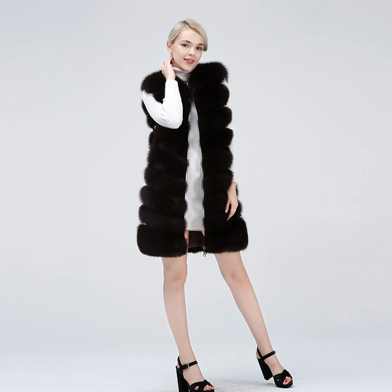 Женское длинное пальто с натуральным мехом зимняя теплая шуба жилет из