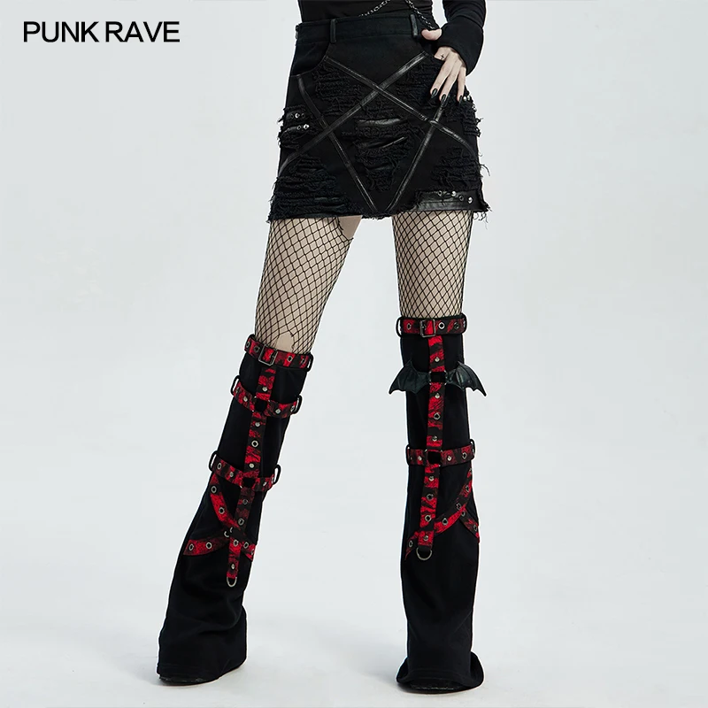 Punk Rave Rock Girls Flared Leg Sleeve Trouser cover Trouser Leg WS462RD