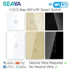 Умный сенсорный выключатель SEAYA, ЕС, США, Wi-Fi, не требует нейтрального провода, управление через приложение Smart Life Tuya, совместим с Alexa и Google Home