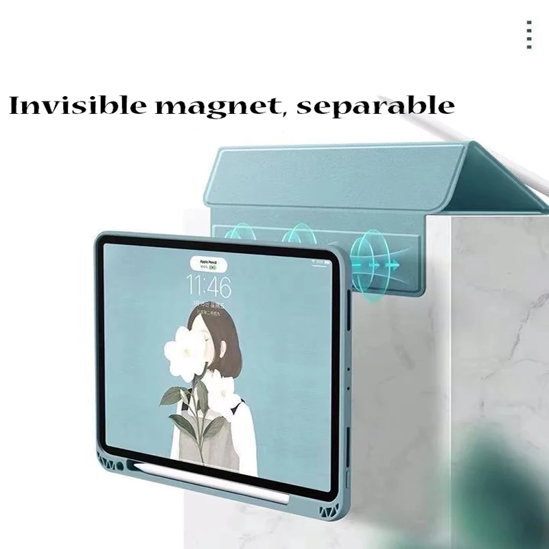 

For ipad pro 11 case 2020 high quality full silicone Air4 magnetic split iPad 12.9 inch tri-fold protective cover