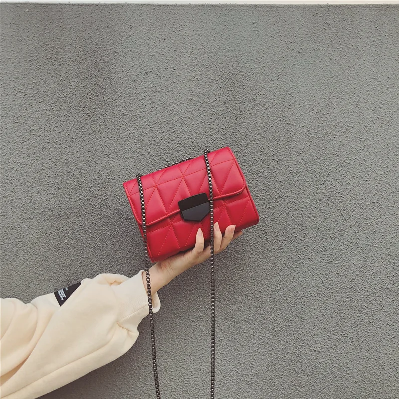 

2021 Fashion Simply PU Leather Crossbody Bag For Women Solid Color Shoulder Messenger Bag Lady Chain Travel Small Handbag