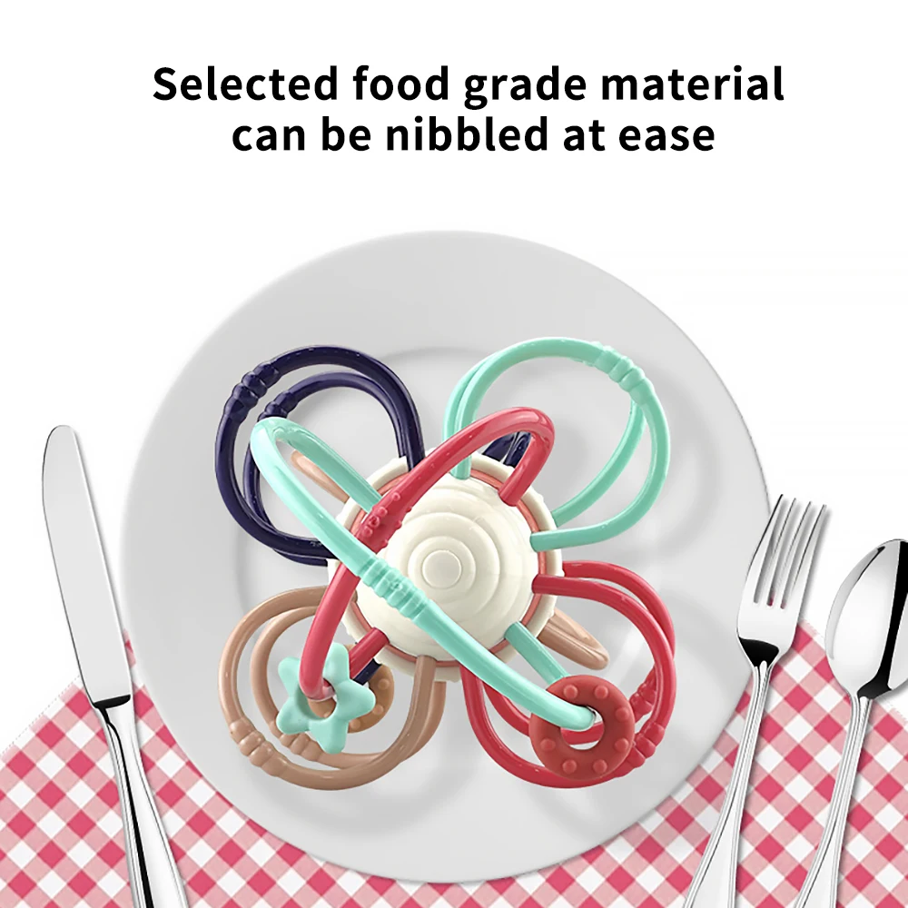 

Baby Toy Infant Bed Rattle Bell Soft Plastic Activity Game Ball Molar Teeth Ball For Newborn Kid Eduactional Grasping Hand Balls