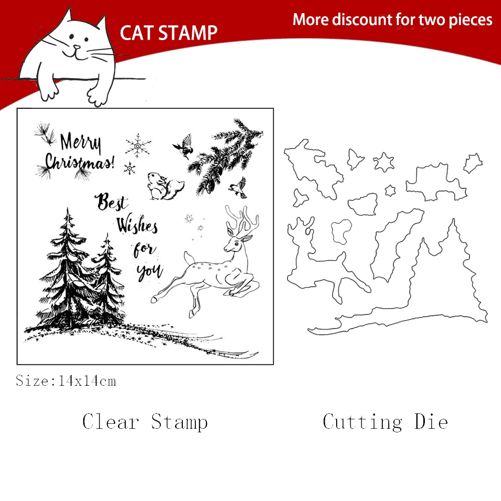 

Naughty Christmas Tree Dies Clear Stamps For Scrapbooking Card Making Photo Album Silicone Stamp DIY Decorative Crafts