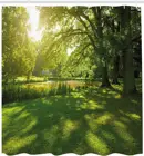 Зеленая душевая занавеска летняя в парке Гамбурга, Германия, деревья, солнечный свет, лес, природный пейзаж, водонепроницаемая занавеска для ванной комнаты