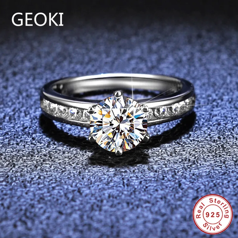 Geoki 925 стерлингового серебра 1 карат прошел Diamond тесты D Цвет VVS1 Муассанит 6 коготь