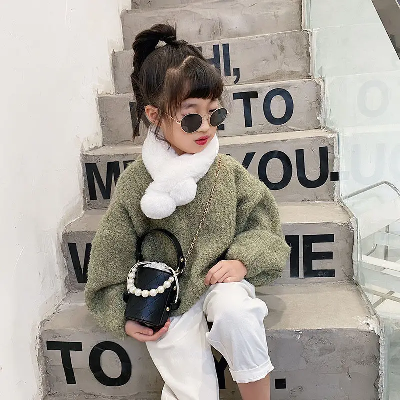 

PU Fashion Kids Shoulder Bags Baby Girls Crossbody Bags Fashion Children Handbag Pearl Toddler Coin Purses Cute Infant Tote Bags