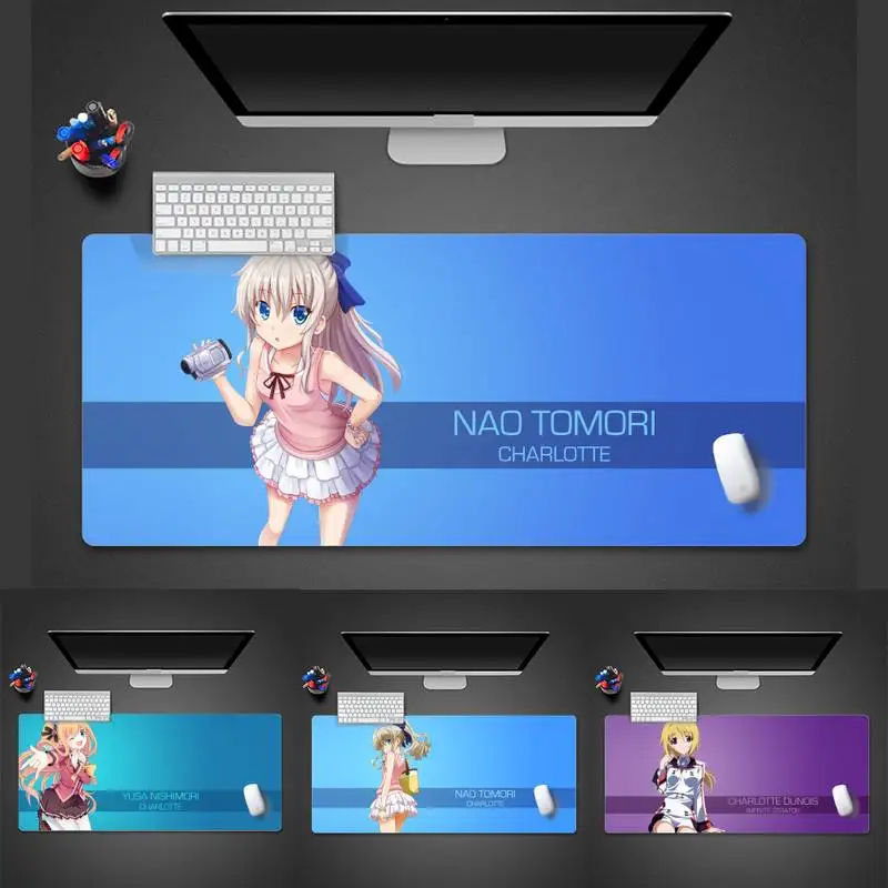 

Charlotte Anime cute kawaii girl Silicone Mousepad Game Desk Table Gamer Office Large Mouse Mat pad X XL Non-slip Laptop Cushion