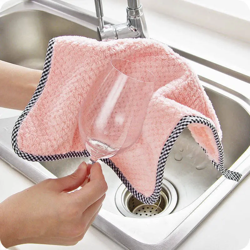 

10 Pcs Kitchen Dish Cloth Towels Microfiber Myth Dishcloth Rags Supplies Household Cleaning Wipes Cup Glass Cotton Dishtowel