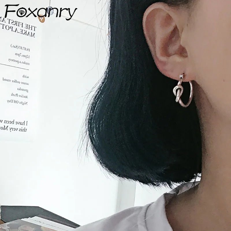 Женские вечерние серьги гвоздики Foxanry из стерлингового серебра 925 пробы простые