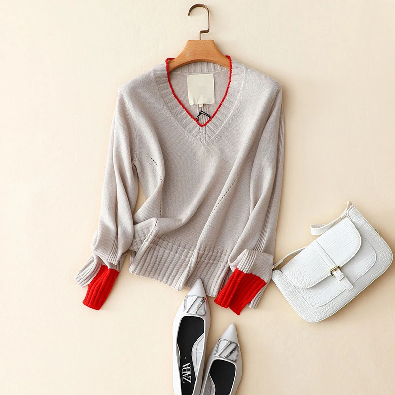 Кашемировый шерстяной лоскутный свитер для женщин| |