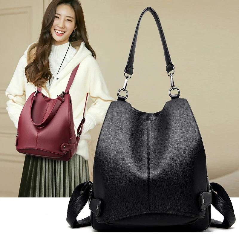 

Fashion Multifunction Women Leather Backpack Casual Designer Travel Shoulder Bag School Bags For Girls Teenage Mochila Feminina