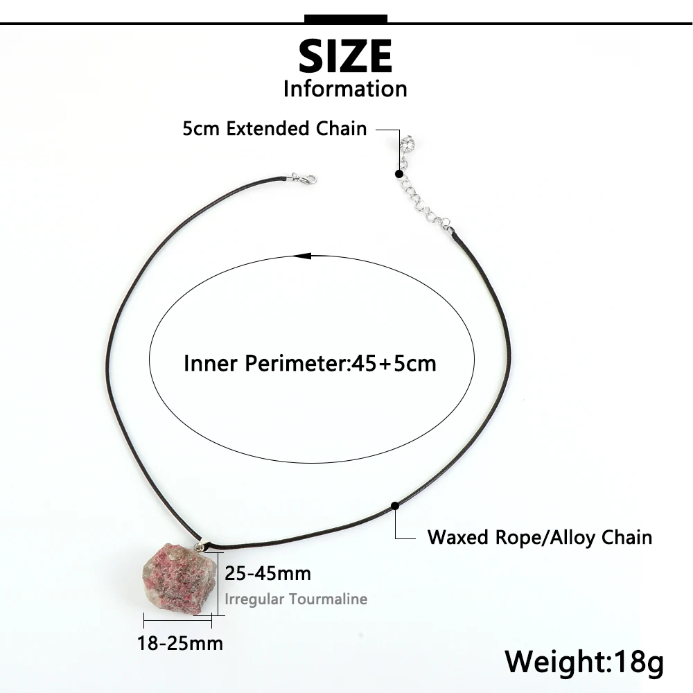 Женское и мужское ожерелье с натуральным турмалиновым неровным кулоном