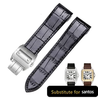 top quality watch bands 20mm subtitute for santos 100 genuine leather texture cowhide watch strap belt perfect for watches